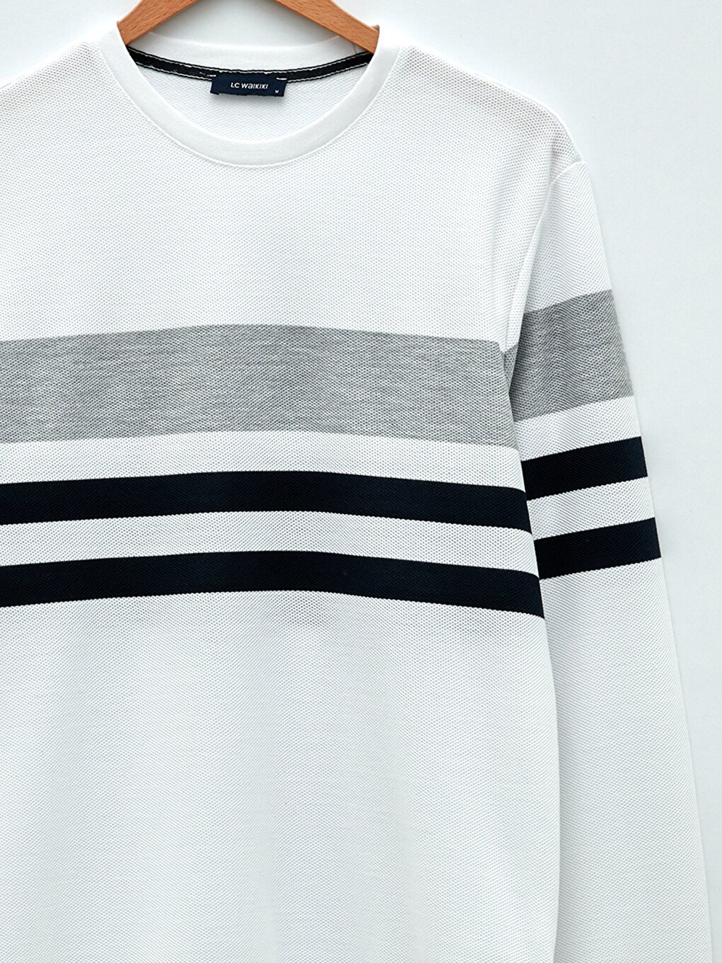 Crew Neck Long Sleeve Striped Men's Sweatshirt-7