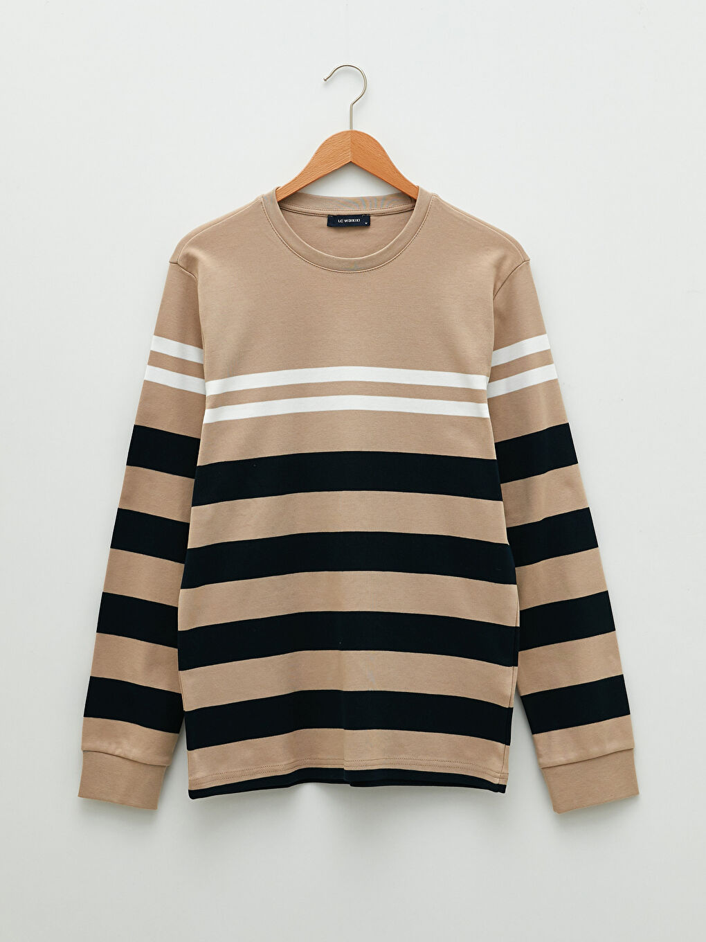 Crew Neck Long Sleeve Striped Men's T-Shirt-5