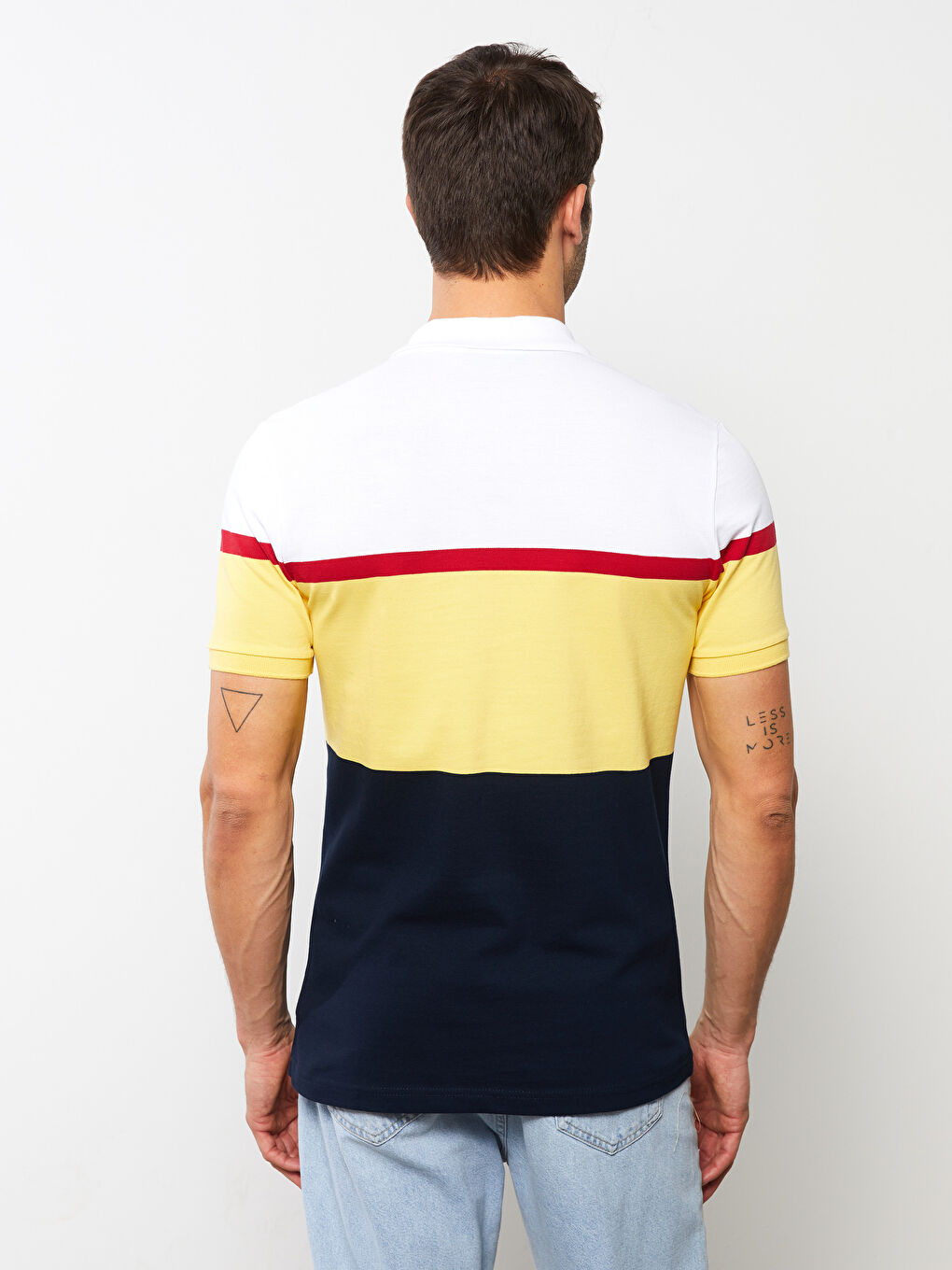 Polo Neck Short Sleeve Color Block Men's T-Shirt-4