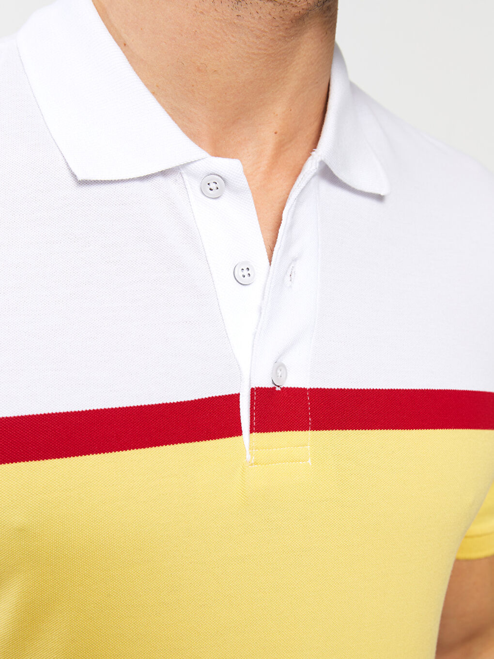 Polo Neck Short Sleeve Color Block Men's T-Shirt-3