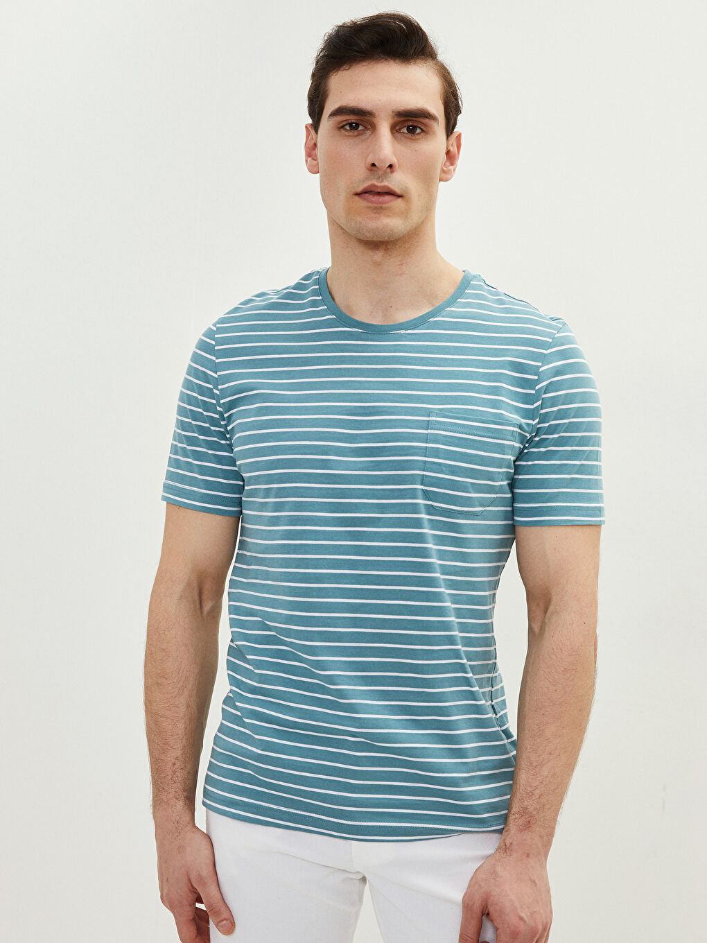 Футболка Мужская Джерси В Полоску С Короткими Рукавами И Круглым Вырезом-1