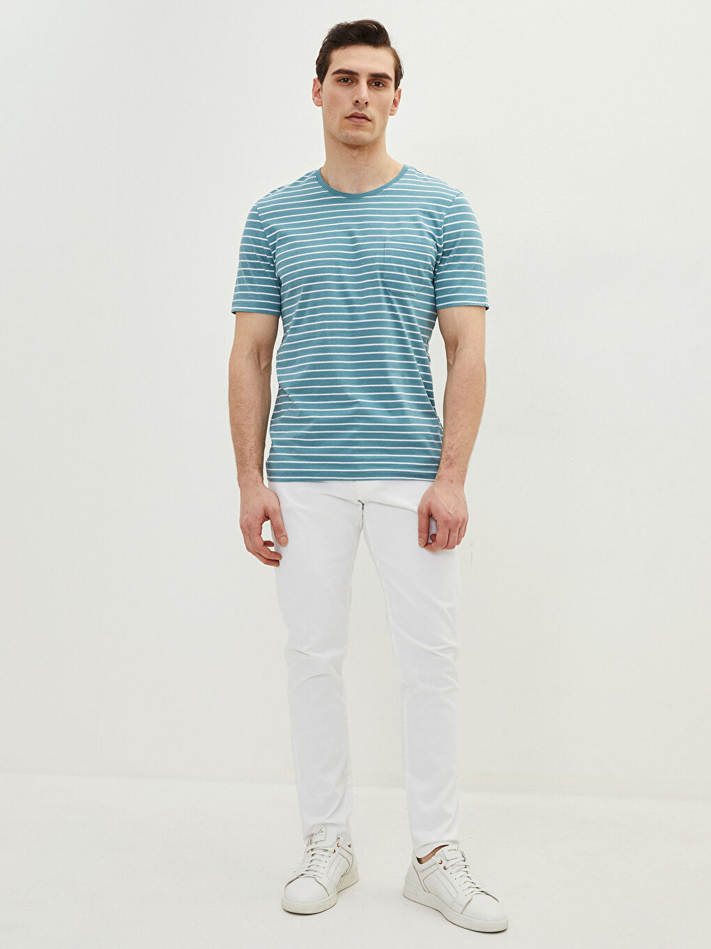 Футболка Мужская Джерси В Полоску С Короткими Рукавами И Круглым Вырезом-2