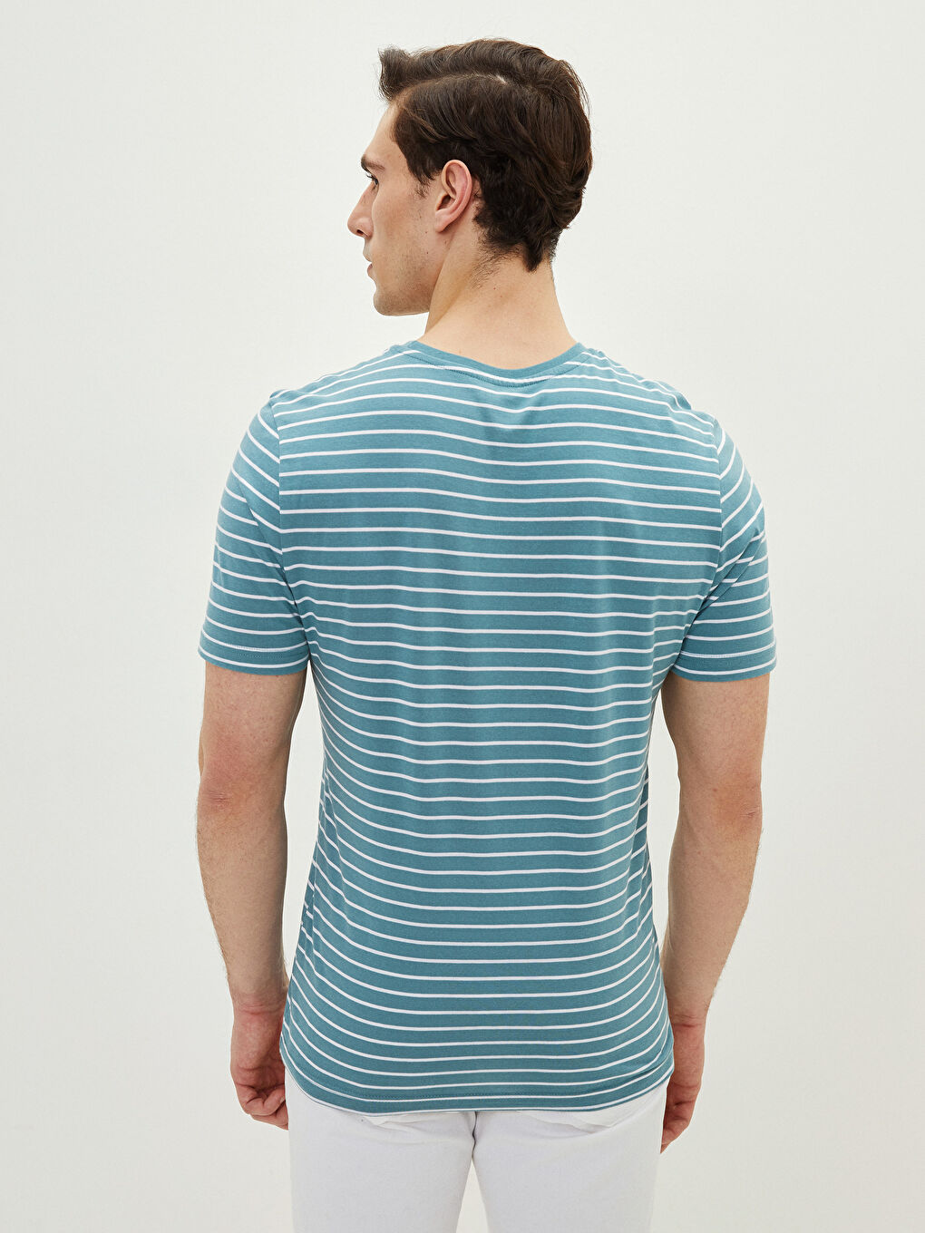 Футболка Мужская Джерси В Полоску С Короткими Рукавами И Круглым Вырезом-4
