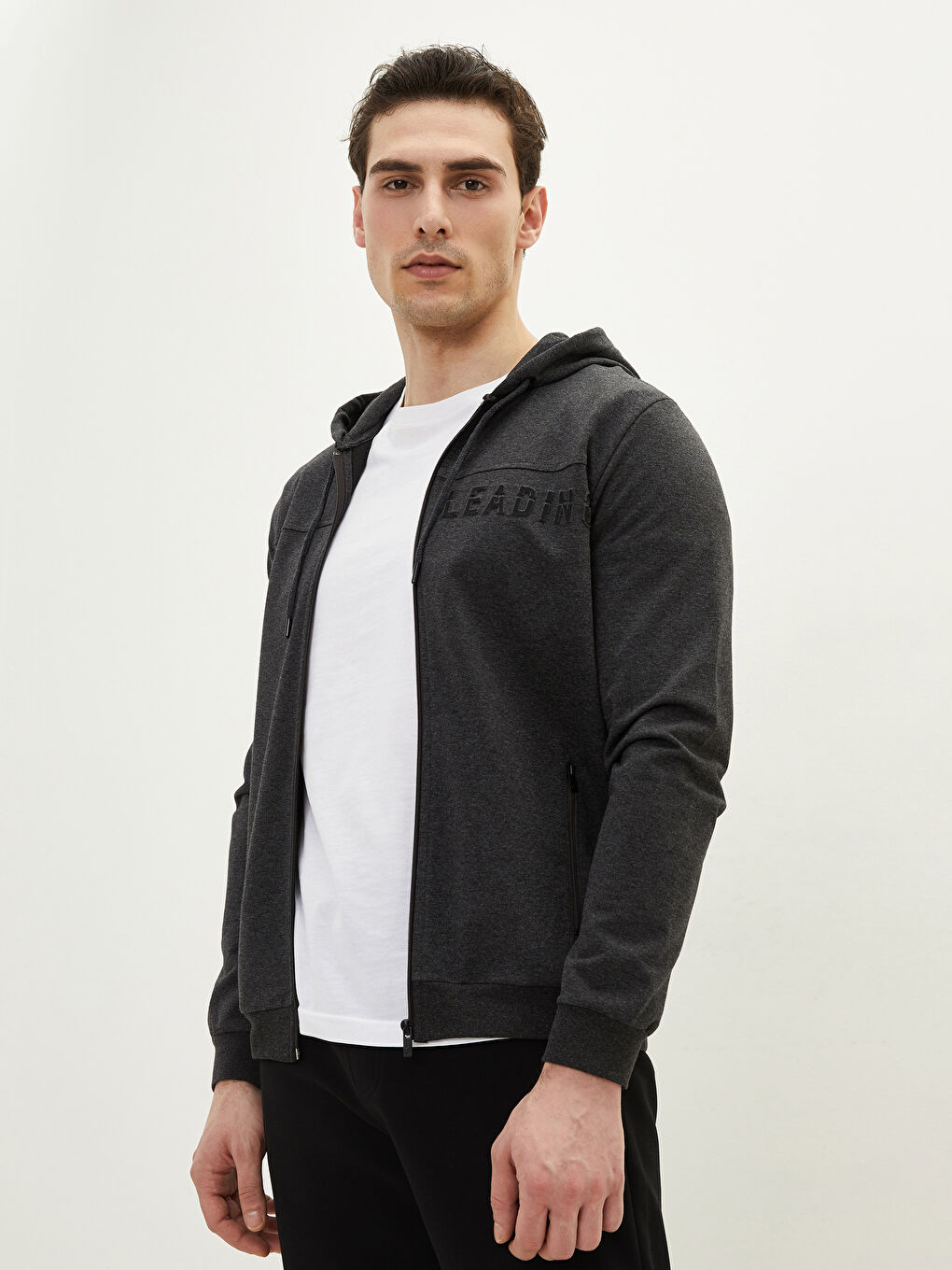 Relaxed Fit Hooded Long Sleeve Men's Sports Cardigan-2