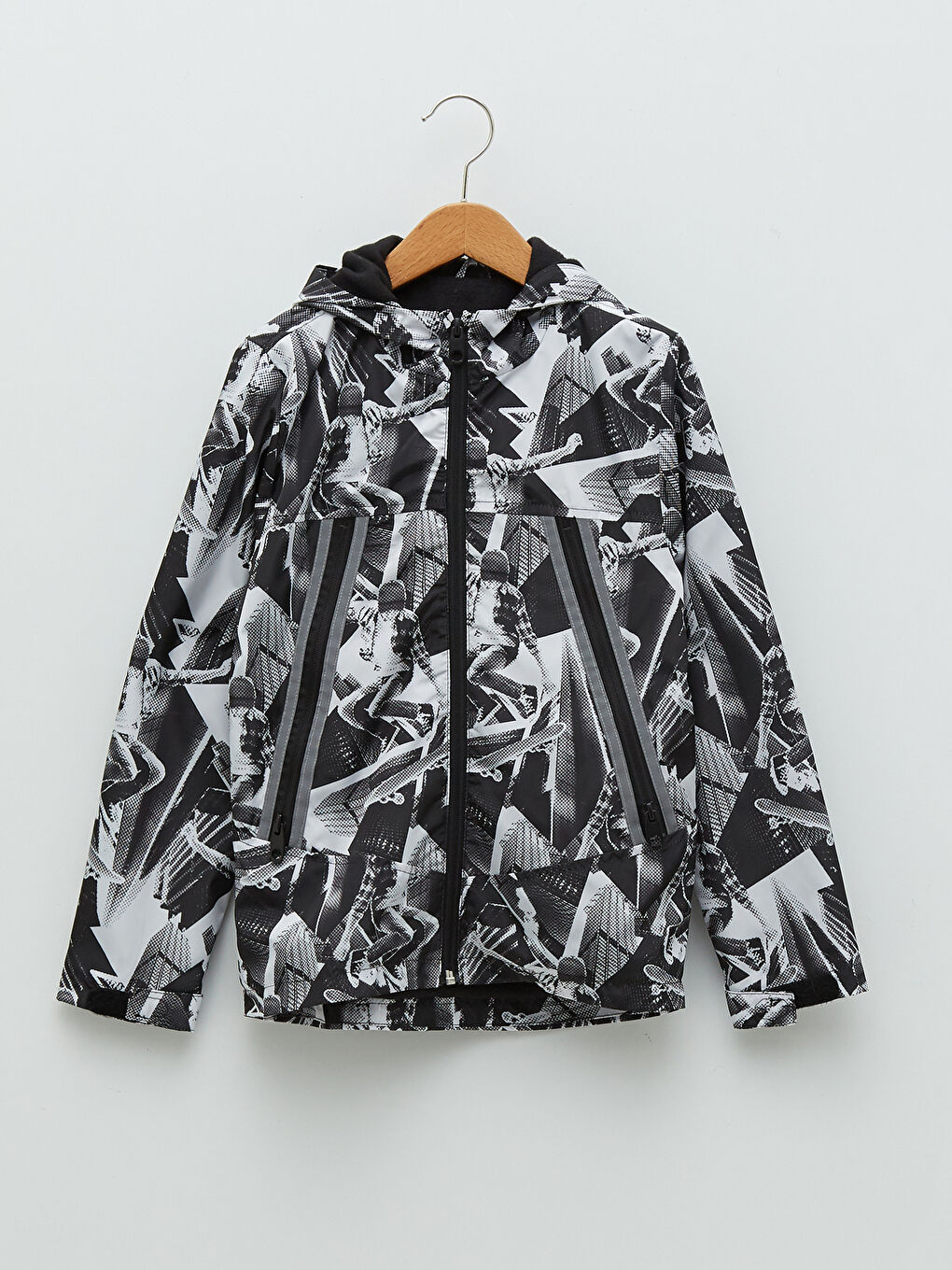 Hooded Printed Reflector Detailed Boy Raincoat