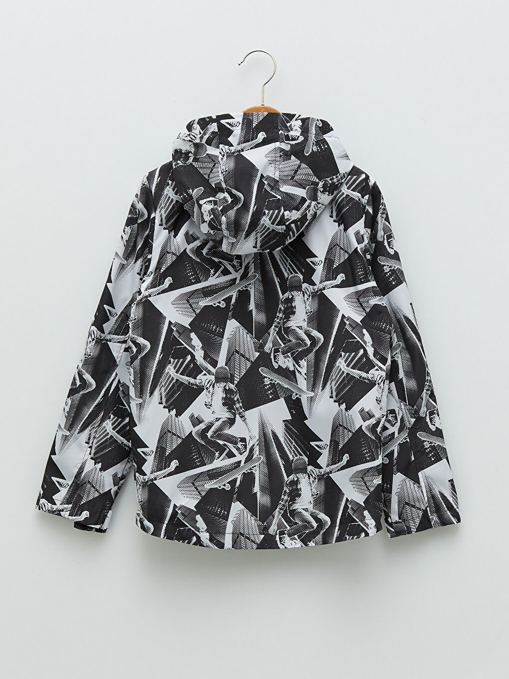 Hooded Printed Reflector Detailed Boy Raincoat-1
