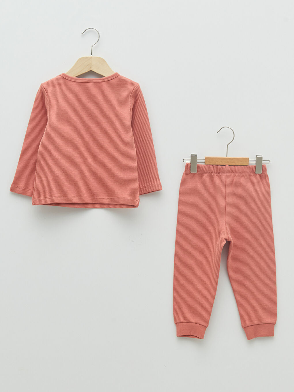 Mercan Bisiklet Yaka Uzun Kol Basic Kız Bebek Pijama Takımı-1