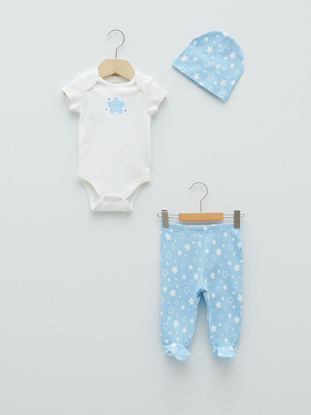 Ekru Baskılı Pamuklu Erkek Bebek Hastane Çıkış Seti 4'lü-1