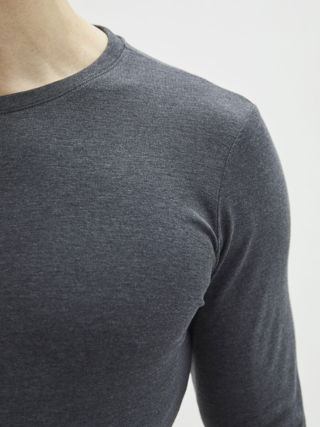 Tricou Basic cu Mânecă Lungă și Guler Rotund pentru Bărbați-3