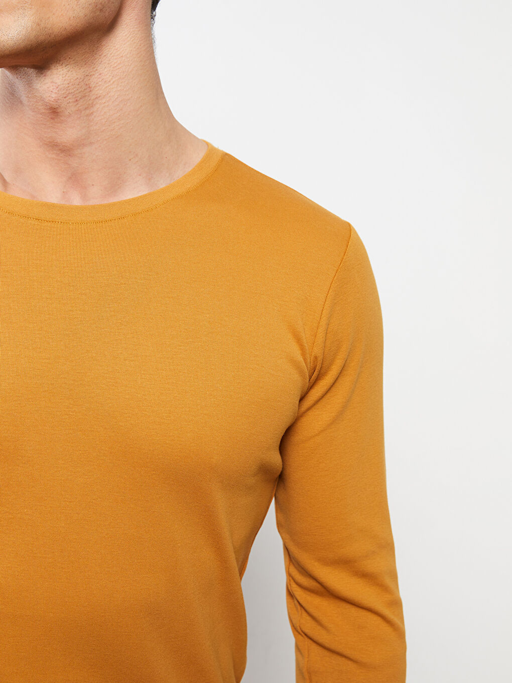 Rundhalsausschnitt Langarm Basic Herren T-Shirt-3