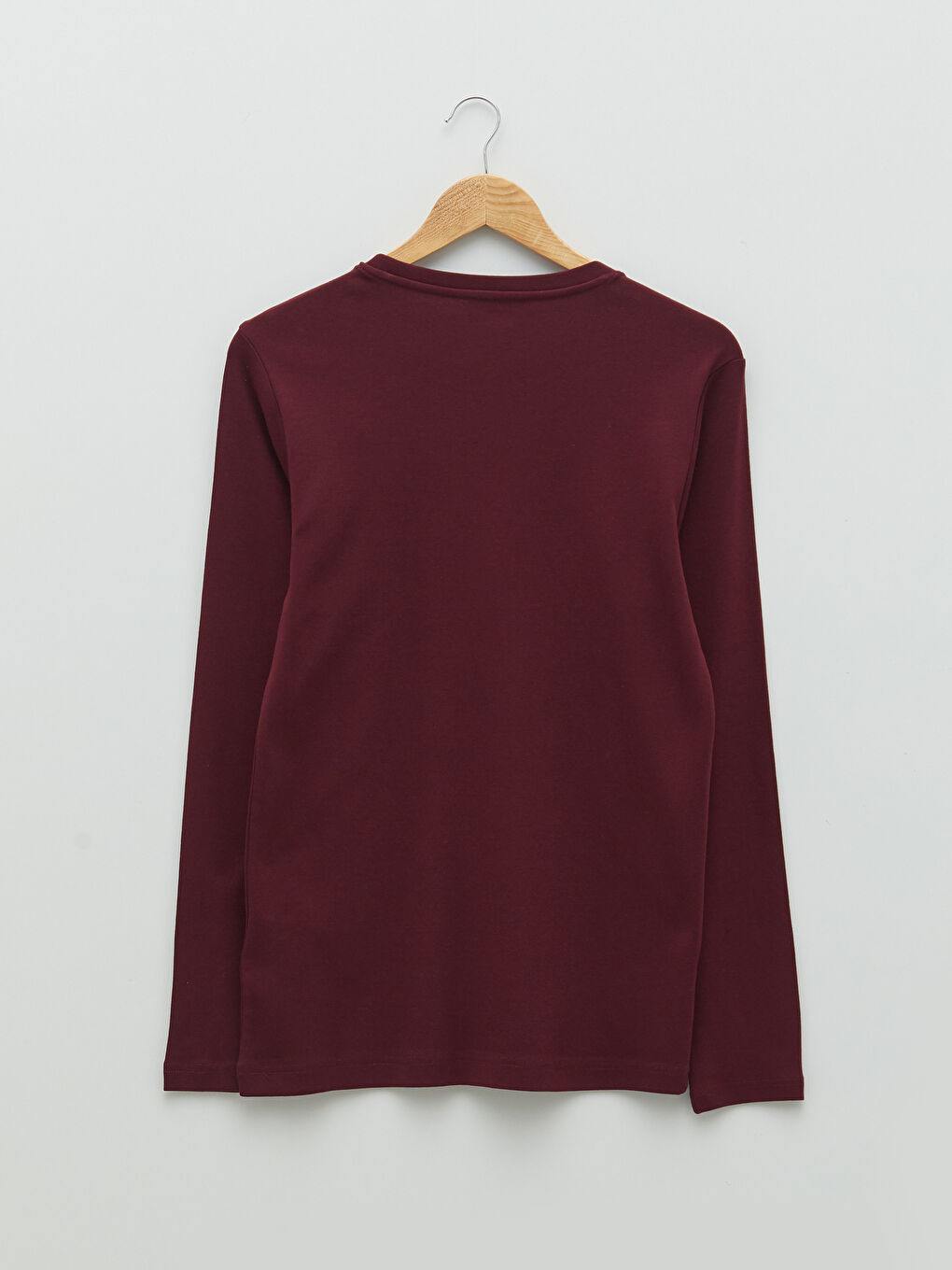Bordo Bisiklet Yaka Uzun Kollu Basic Erkek Tişört-6