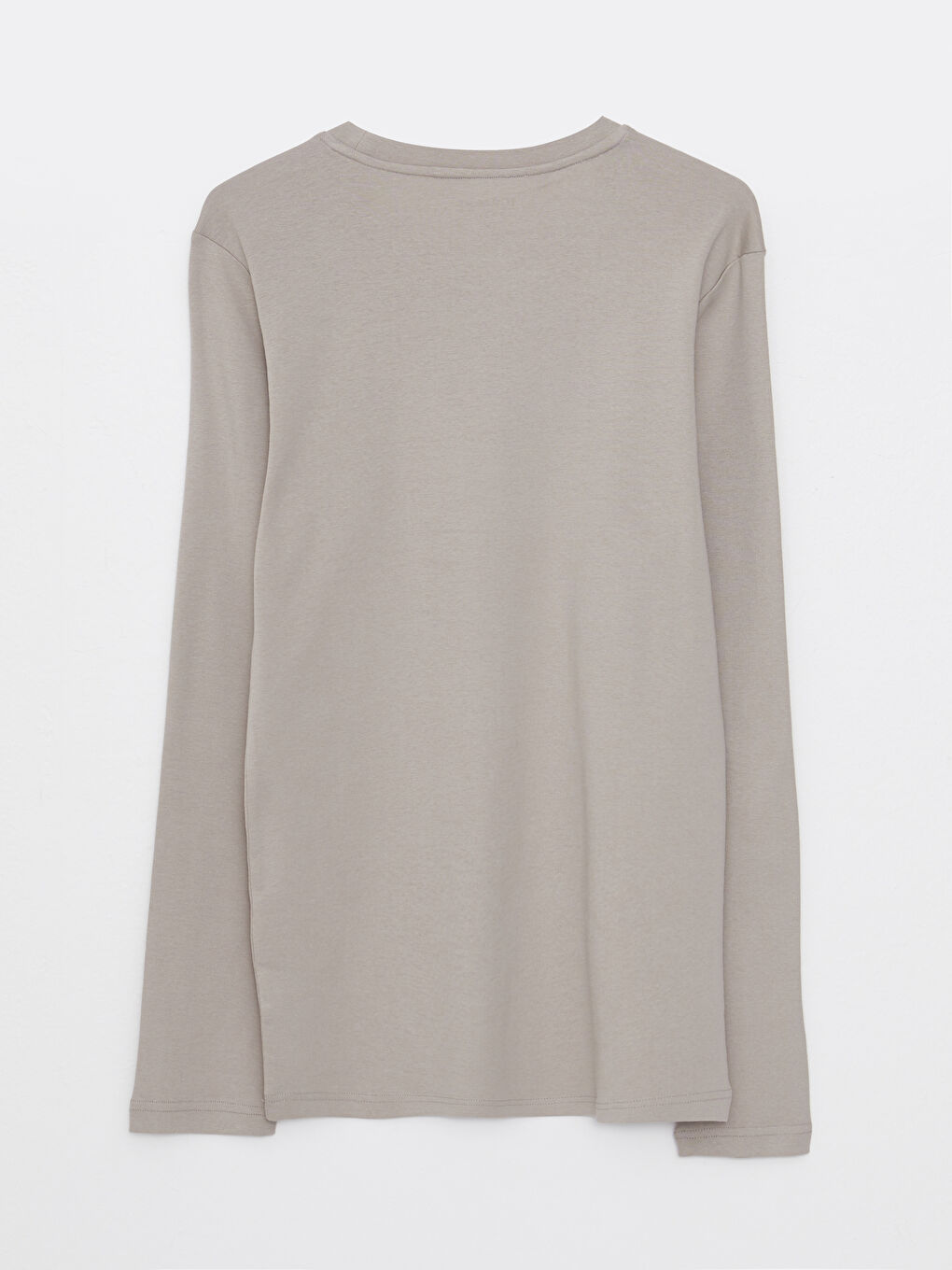 Bej Bisiklet Yaka Uzun Kollu Basic Erkek Tişört-9