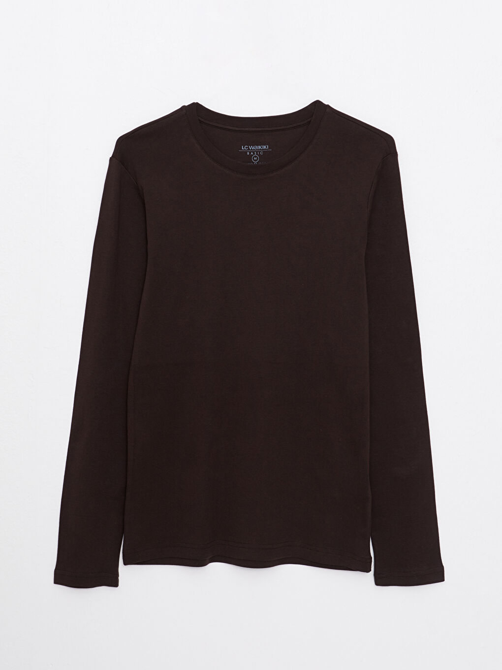 Kahverengi Bisiklet Yaka Uzun Kollu Basic Erkek Tişört-5