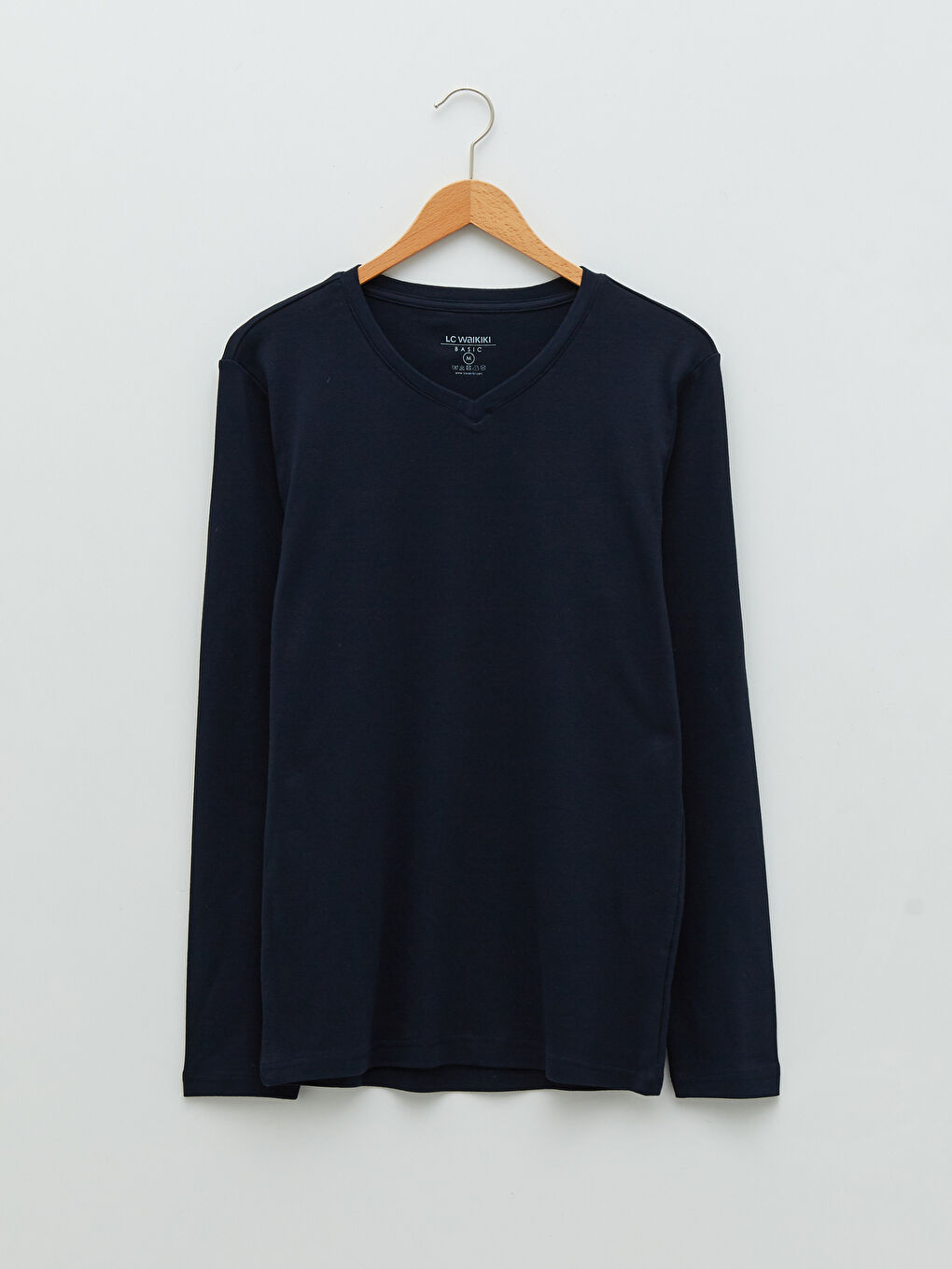 T-shirt pour Hommes à Manches Longues en Jersey avec Encolure en V-5