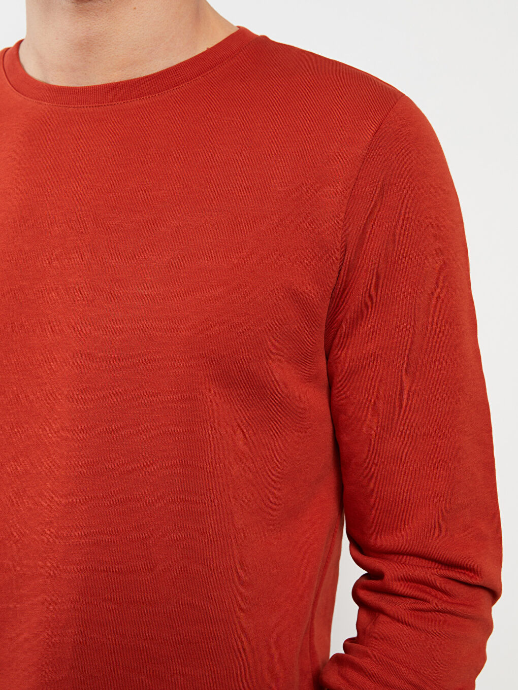 Turuncu Bisiklet Yaka Uzun Kollu Erkek Sweatshirt-4