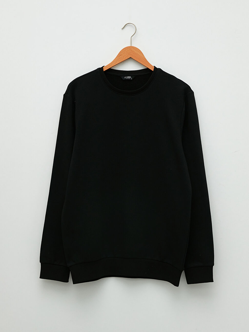 Siyah Bisiklet Yaka Uzun Kollu Erkek Sweatshirt-5