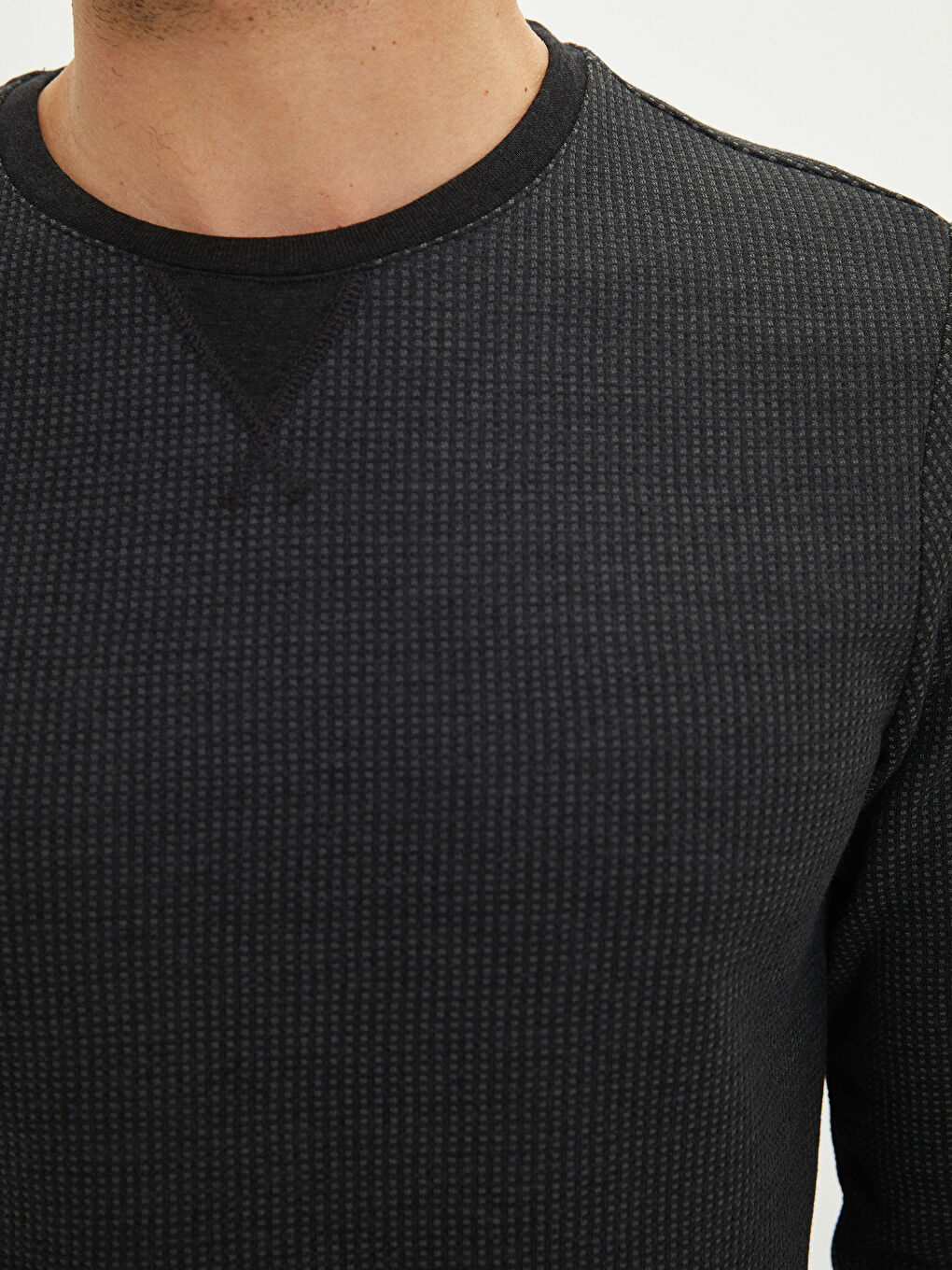 Antrasit Bisiklet Yaka Uzun Kollu Erkek Sweatshirt-3