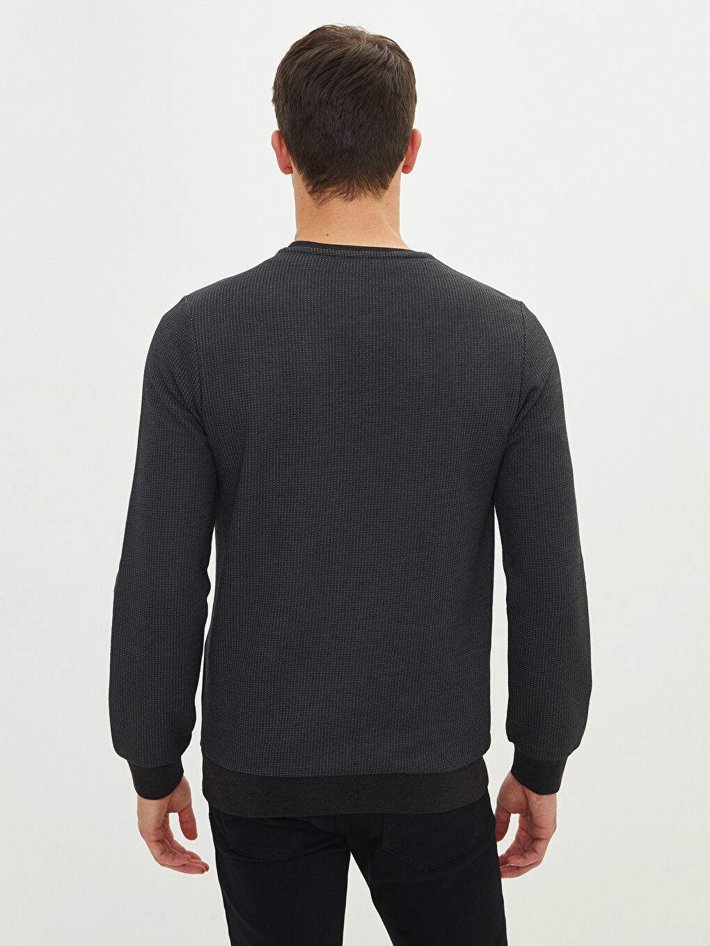 Antrasit Bisiklet Yaka Uzun Kollu Erkek Sweatshirt-4