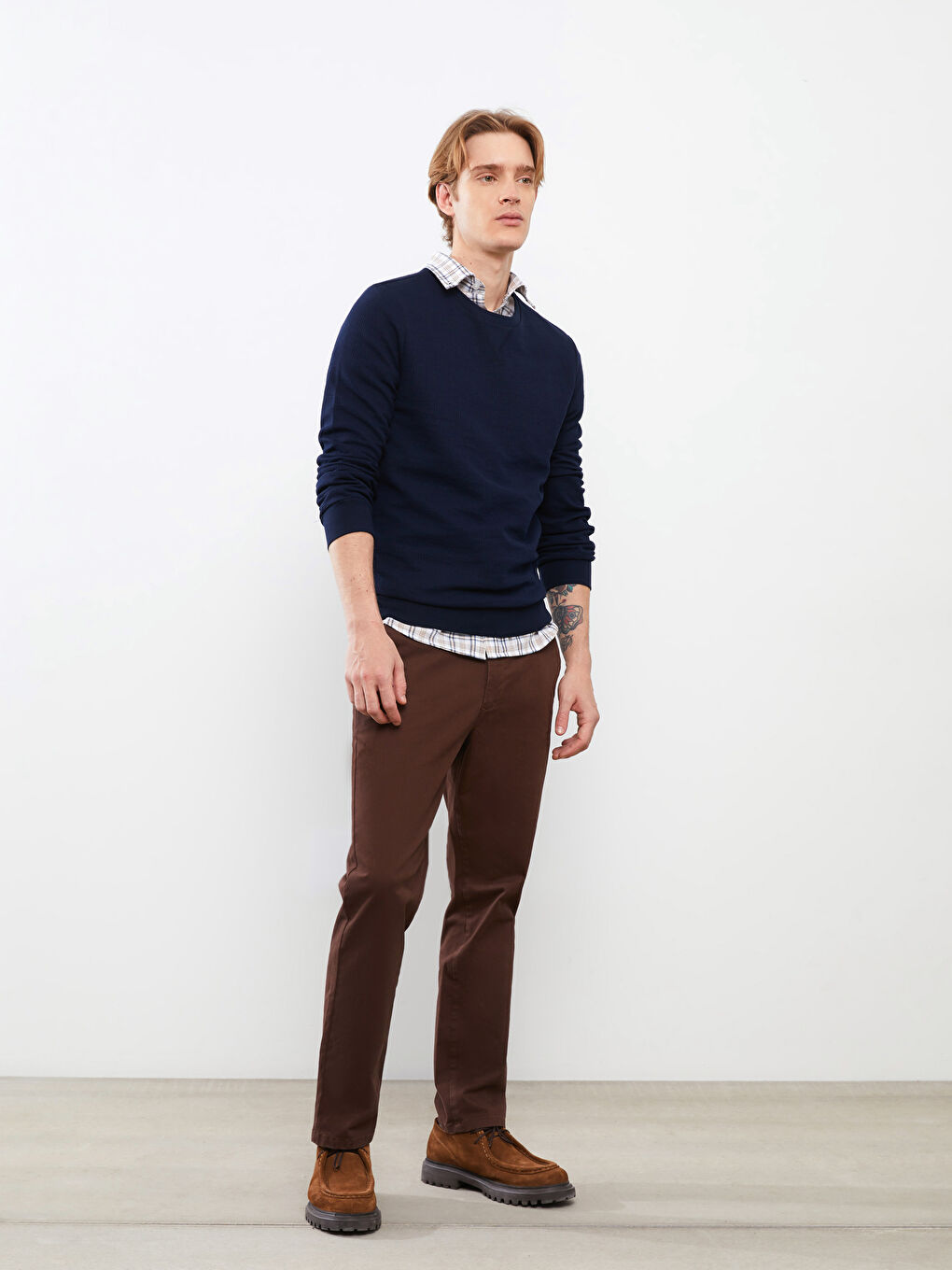 Ерлерге арналған ұзын жеңді дөңгелек жағалы свитшот-2