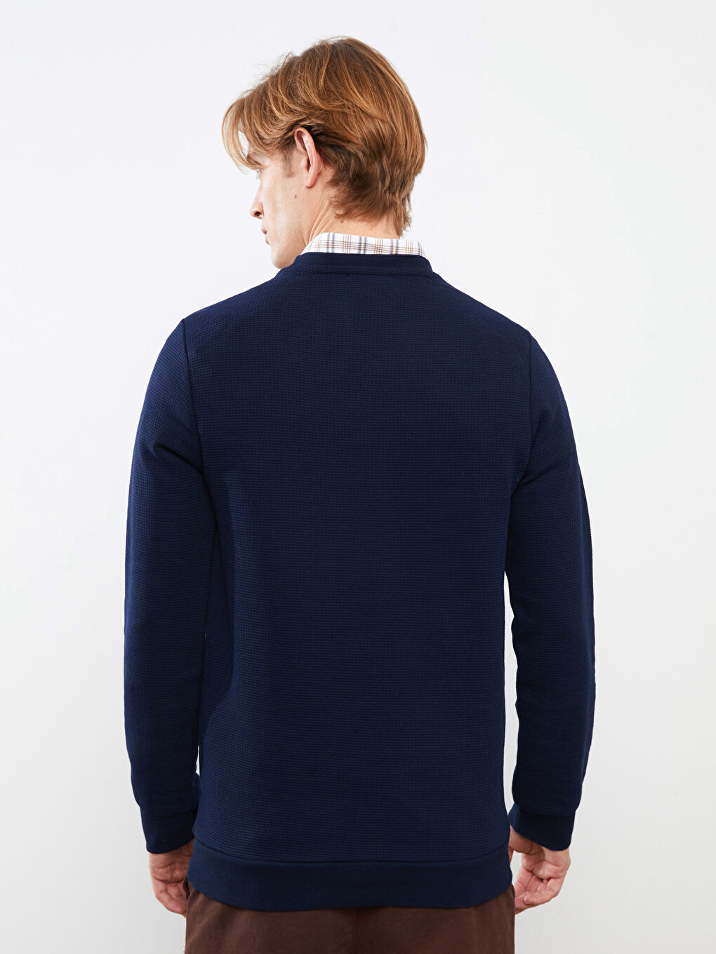 Ерлерге арналған ұзын жеңді дөңгелек жағалы свитшот-4