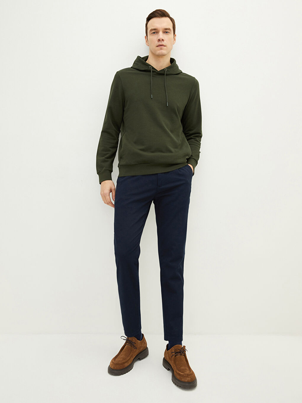 Basic Men's Hooded Hoodie with Long Sleeve -S20910Z8-JET