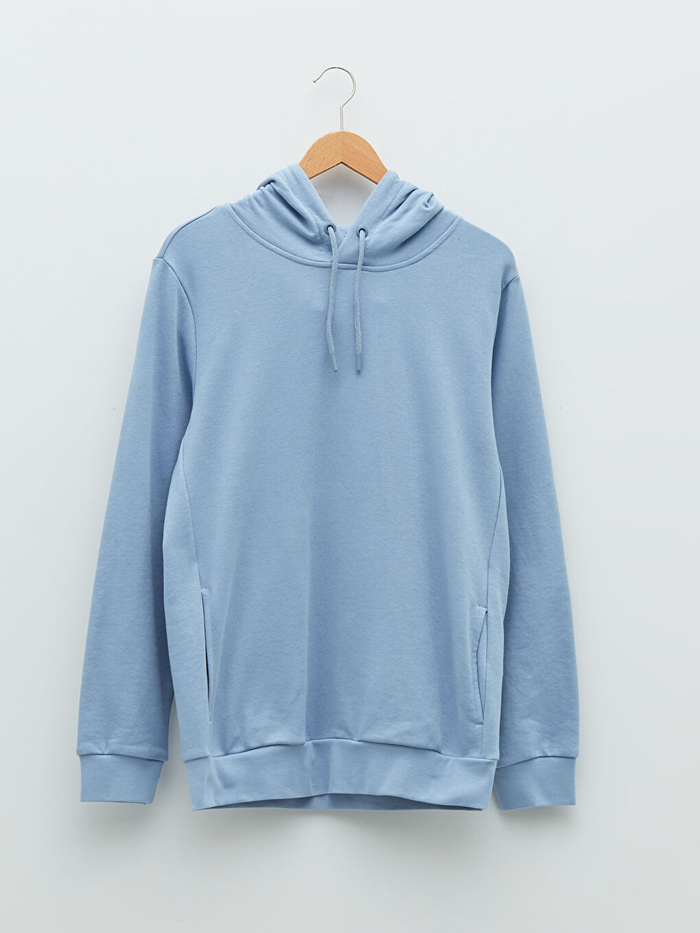 Mavi Uzun Kollu Basic Erkek Hoodie-5