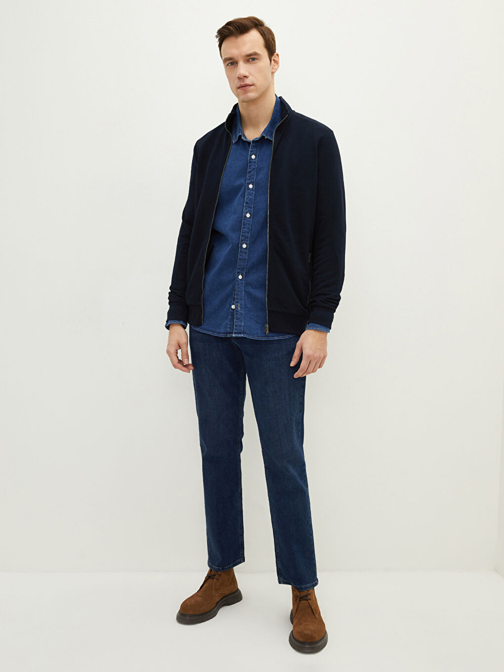 سويت شيرت كم طويل ياقة قمع مريح للرجال-2