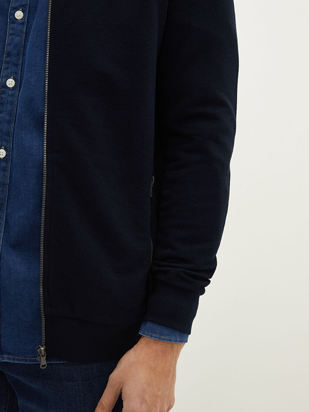 سويت شيرت كم طويل ياقة قمع مريح للرجال-3