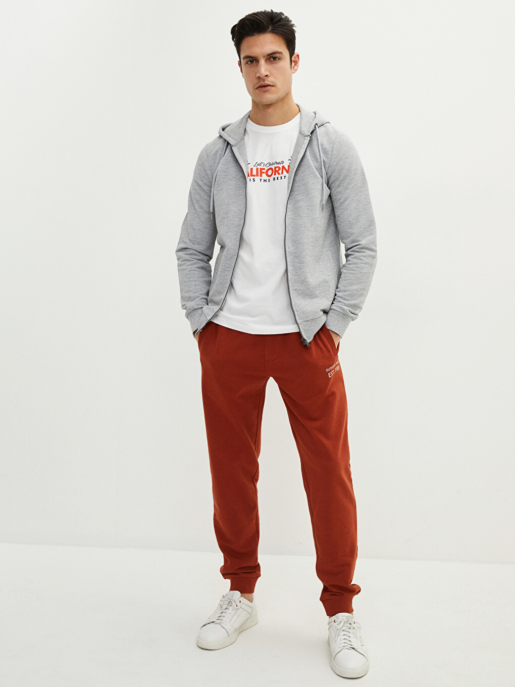 Hooded Long Sleeve Men's Zip-up Sweatshirt-2