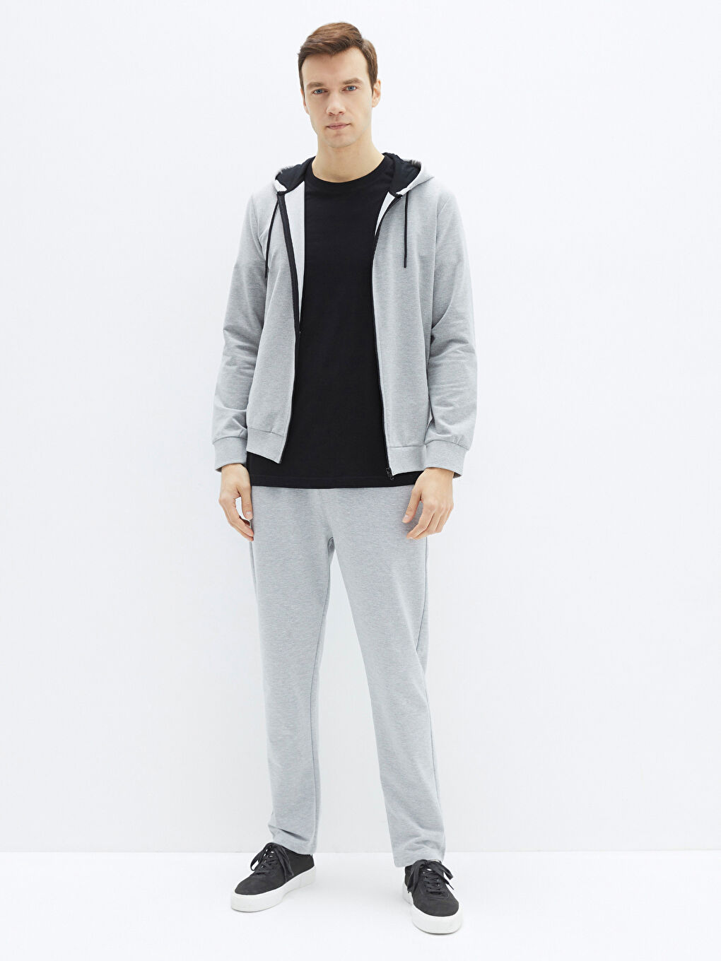 Мужская толстовка на молнии с капюшоном и длинным рукавом-2