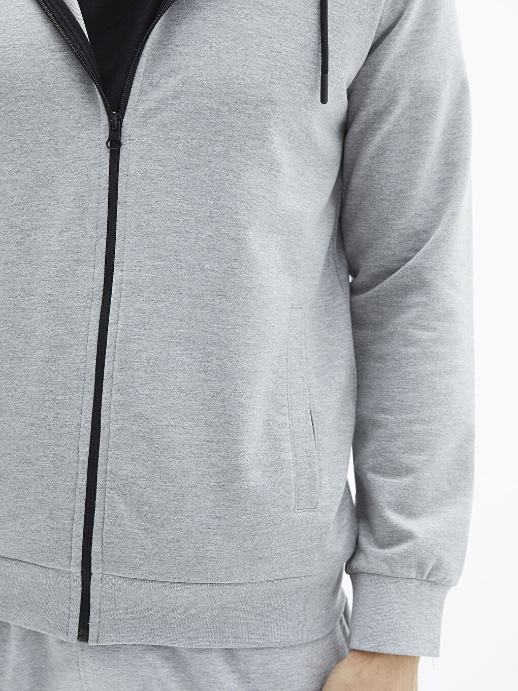 Мужская толстовка на молнии с капюшоном и длинным рукавом-3