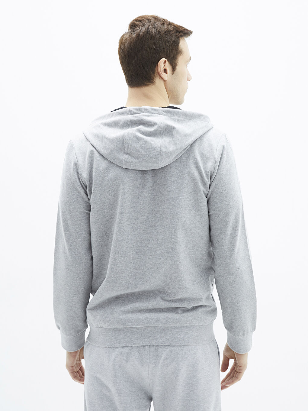 Мужская толстовка на молнии с капюшоном и длинным рукавом-4