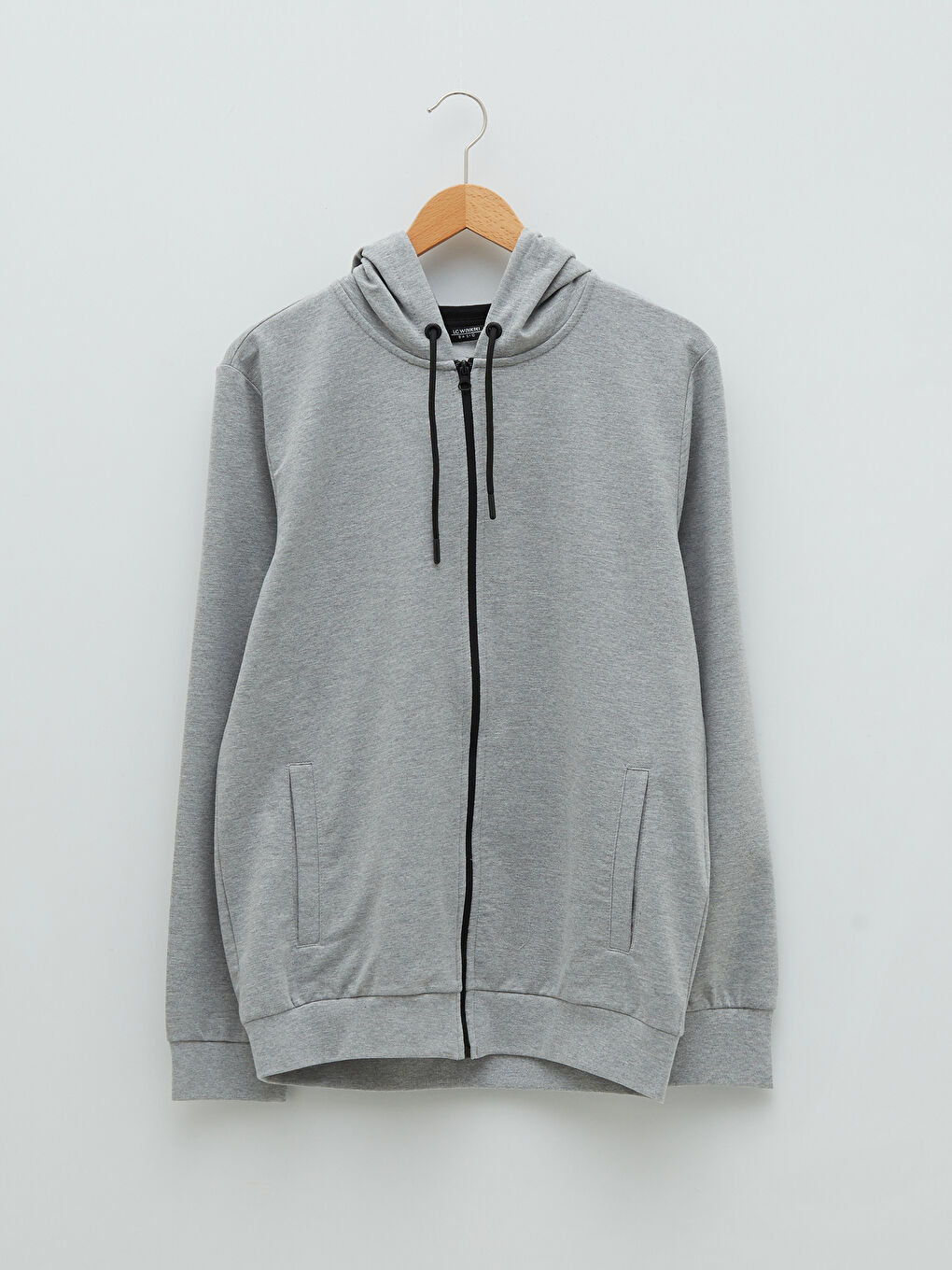 Мужская толстовка на молнии с капюшоном и длинным рукавом-5