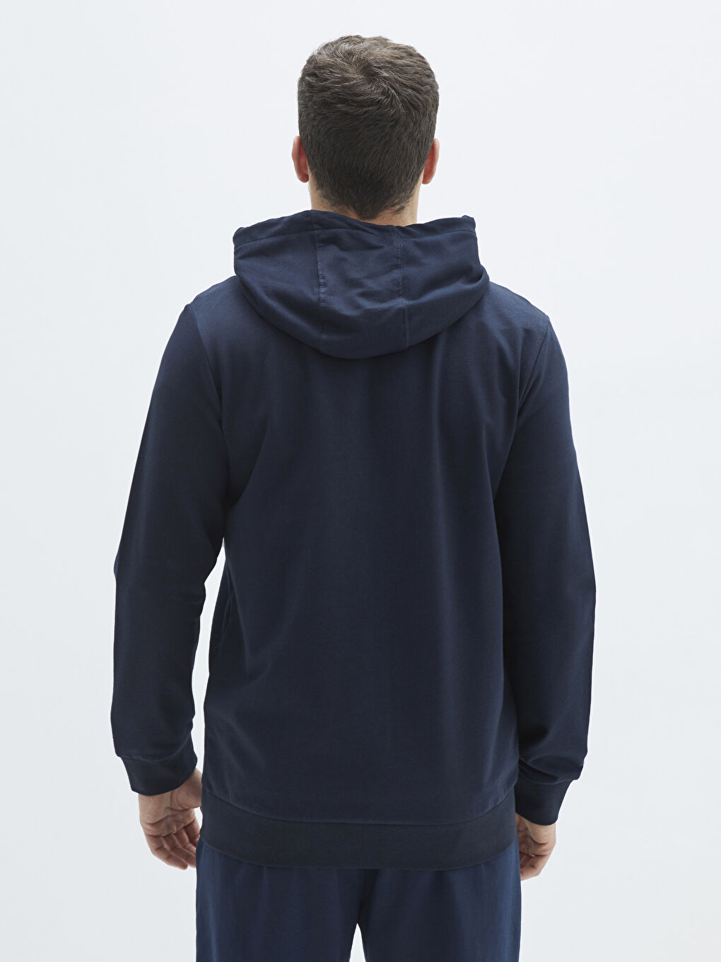 LCWAIKIKI Basic Lacivert Kapüşonlu Uzun Kollu Erkek Fermuarlı Sweatshirt - 5