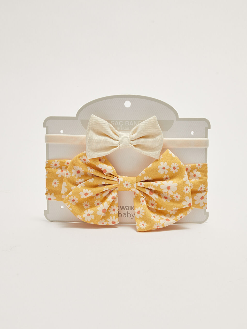 Sarı Fiyonk Detaylı Kız Bebek Saç Bandı 2'li