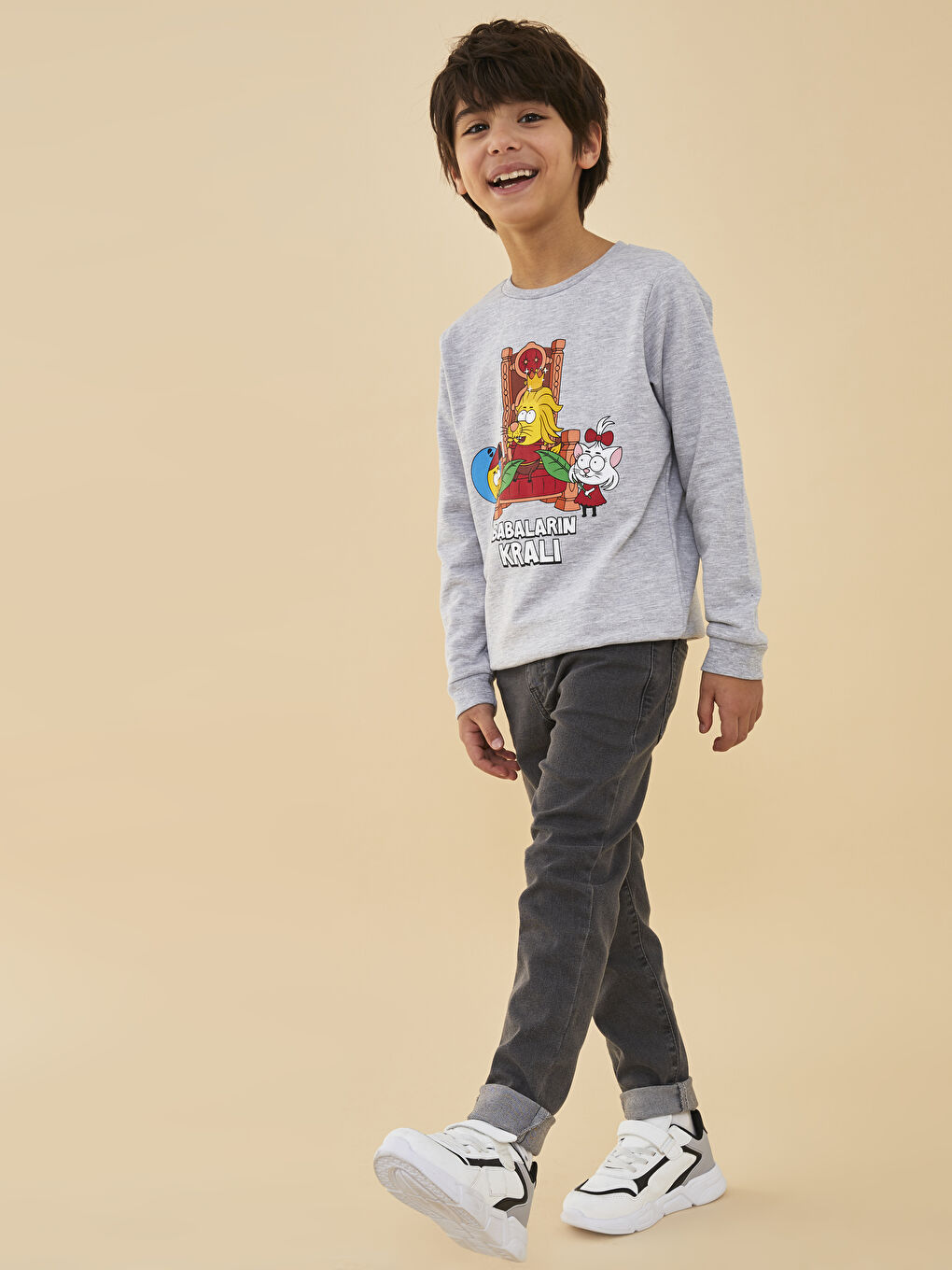 Gri Super Skinny Fit Erkek Çocuk Jean Pantolon