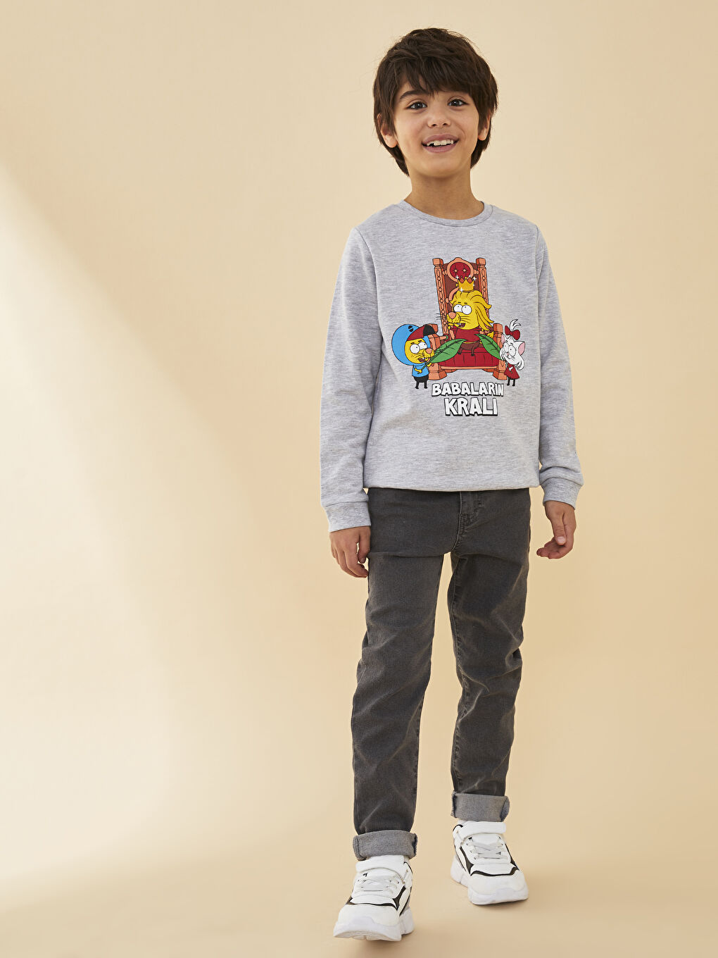 Gri Super Skinny Fit Erkek Çocuk Jean Pantolon-1