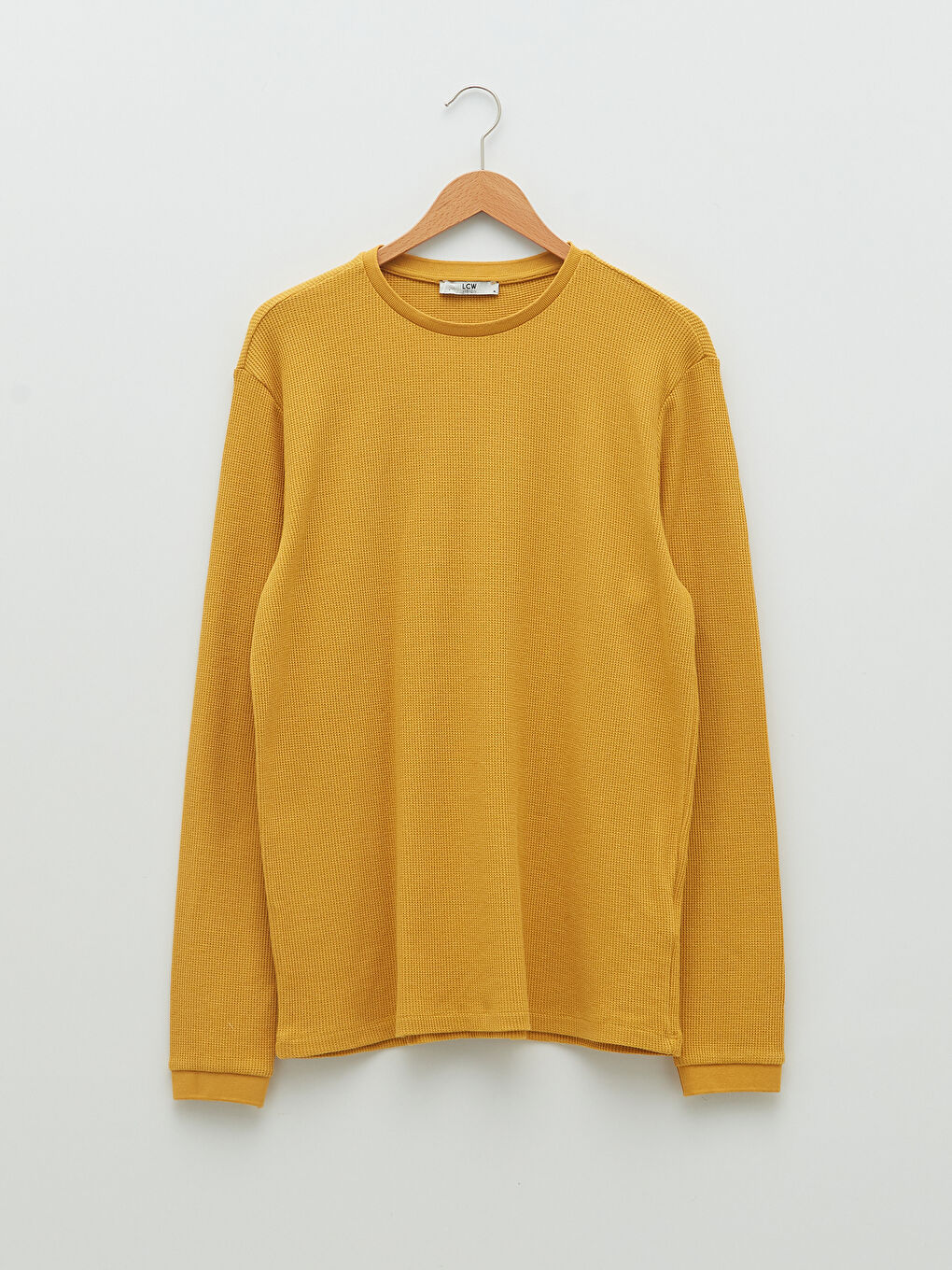 Sarı Bisiklet Yaka Uzun Kollu Erkek Tişört-5