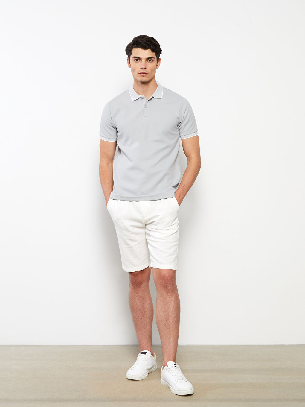 Gri Polo Yaka Kısa Kollu Erkek Tişört