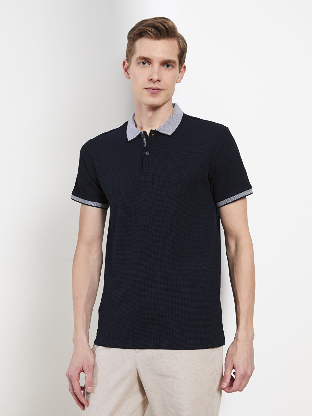 Lacivert Polo Yaka Kısa Kollu Erkek Tişört