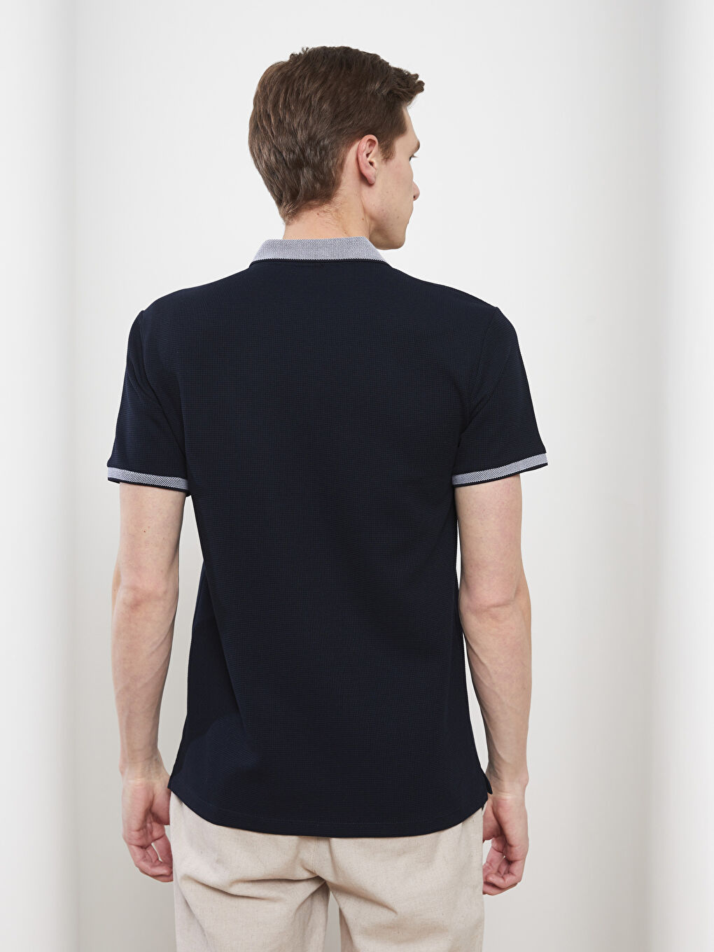 Lacivert Polo Yaka Kısa Kollu Erkek Tişört-3