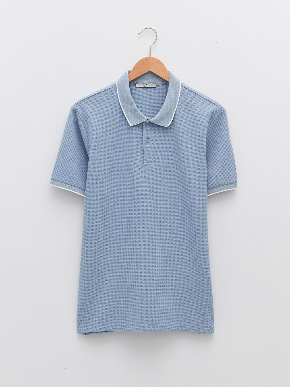 Mavi Polo Yaka Kısa Kollu Erkek Tişört-5