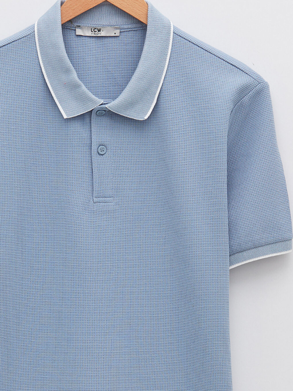 Mavi Polo Yaka Kısa Kollu Erkek Tişört-7
