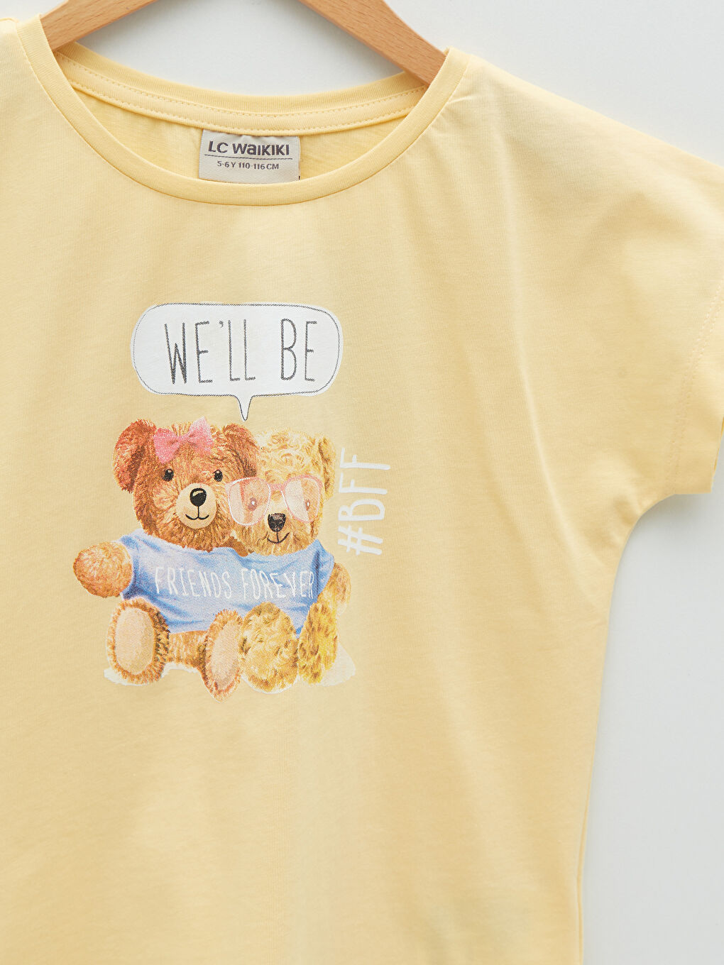 Crew Neck Teddy Bear Printed Girls' T-Shirt-2