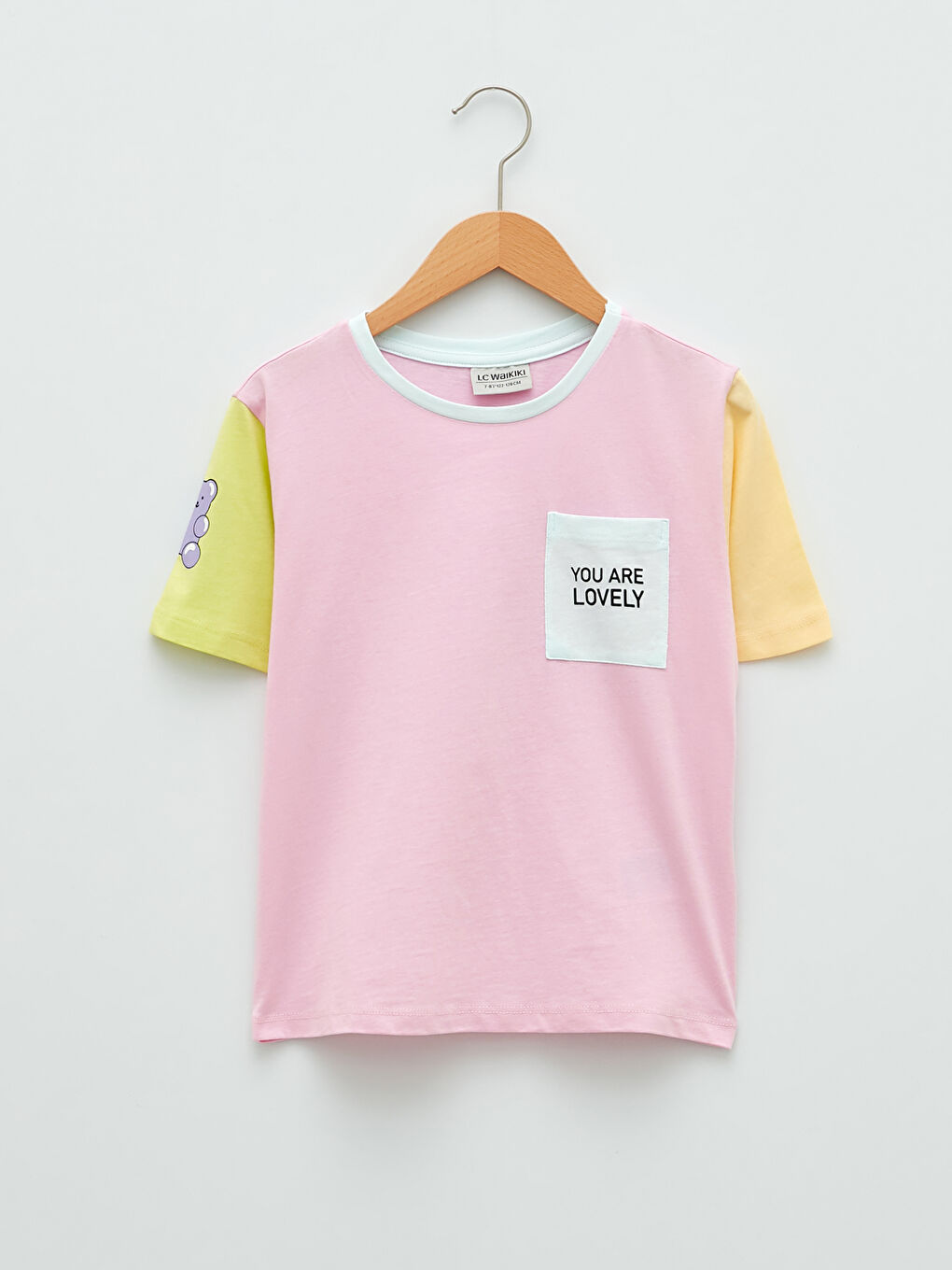 Crew Neck Printed Short Sleeve Cotton Girl T-shirt