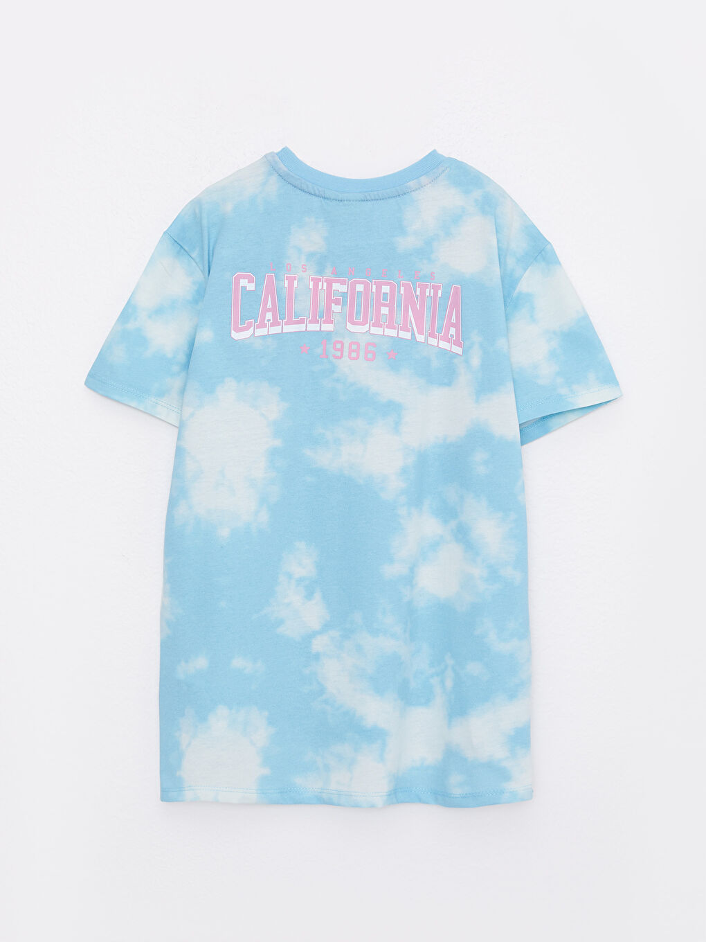 Turkuaz Bisiklet Yaka Baskılı Kısa Kollu Kız Çocuk Tişört-1