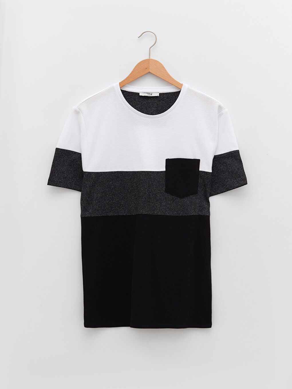 T-shirt pour Hommes en Piqué à Manches Courtes et Col Rond Bloc de Couleurs-6