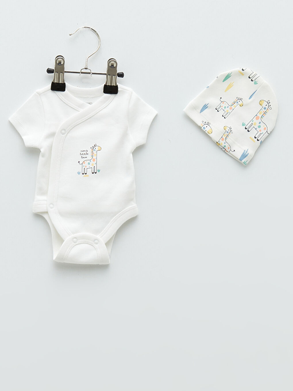 Ekru Baskılı Pamuklu Prematüre Erkek Bebek Hastane Çıkış Seti-2