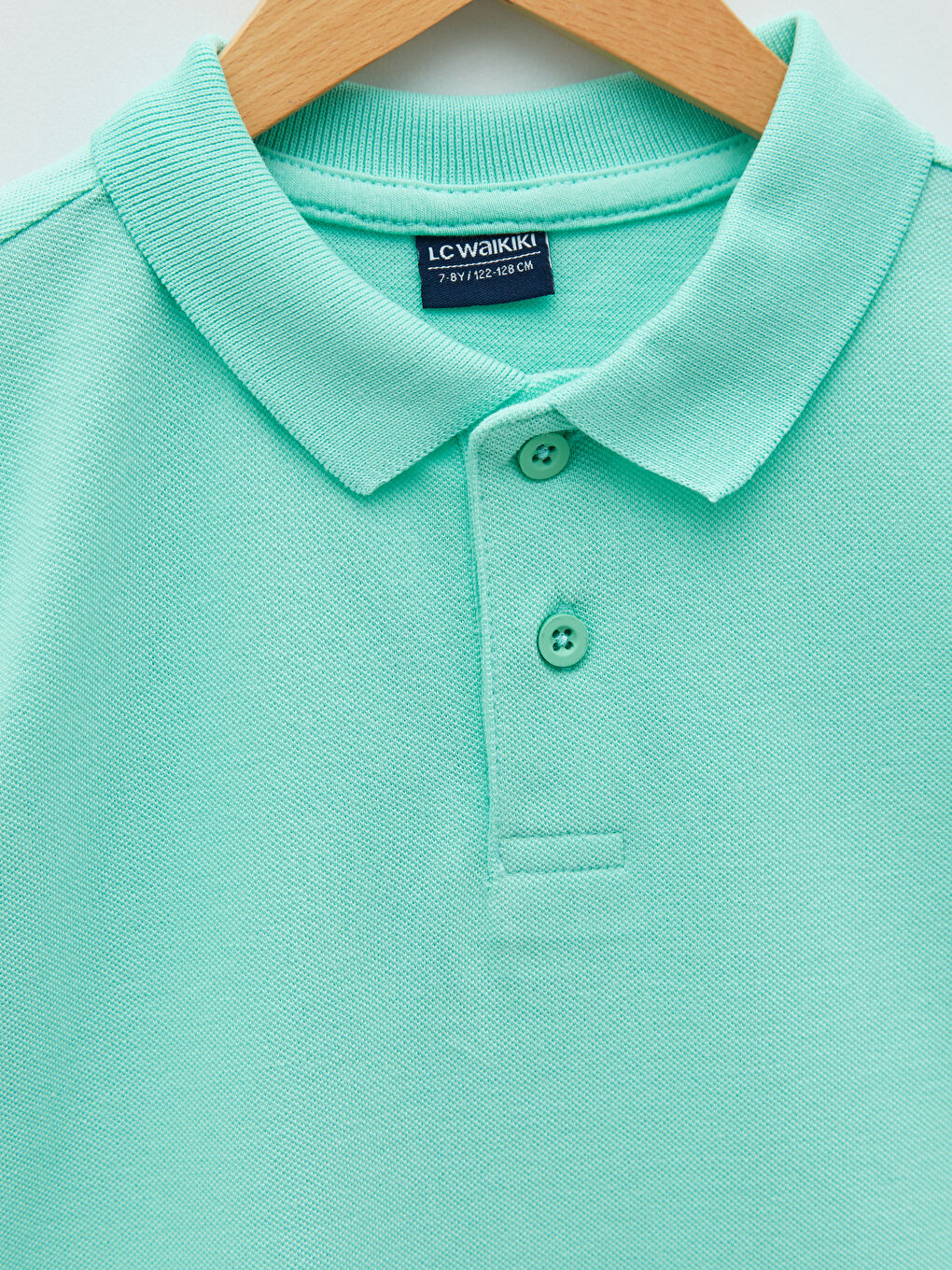 Yeşil Polo Yaka Basic Kısa Kollu Erkek Çocuk Tişört-2