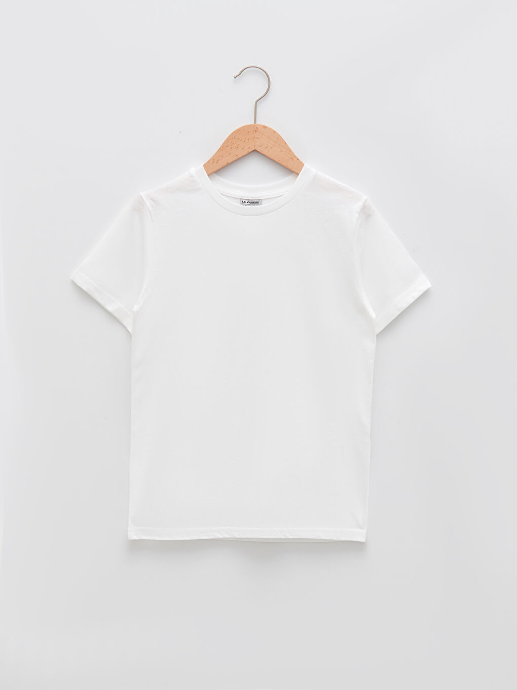 Beyaz Bisiklet Yaka Basic Kısa Kollu Pamuklu Erkek Çocuk Tişört-2